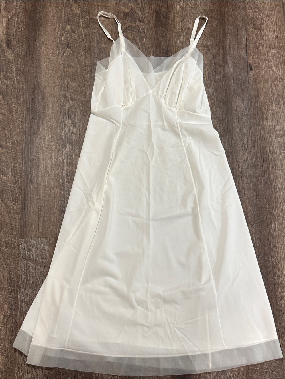 Vintage Van Raalte Nylon Slip Dress Lingerie White Mesh Detail Made In USA 34